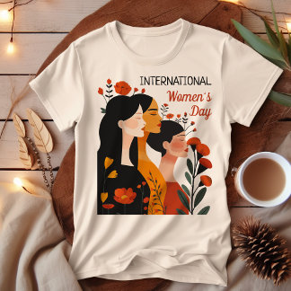 T-shirt Journée internationale des femmes Femmes avec fleu