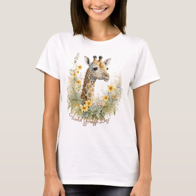 T-shirt Journée mondiale de la Girafe, fleurs de girafe aq (Devant)