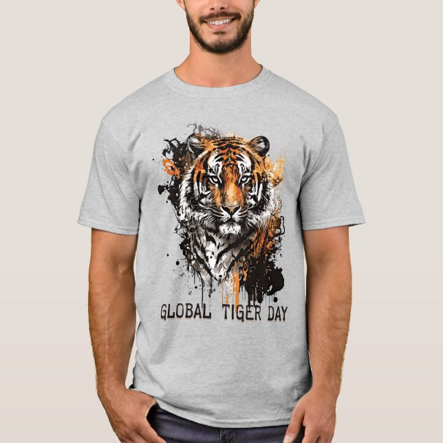T-shirt Journée mondiale du tigre, tigre grinçant (Devant)