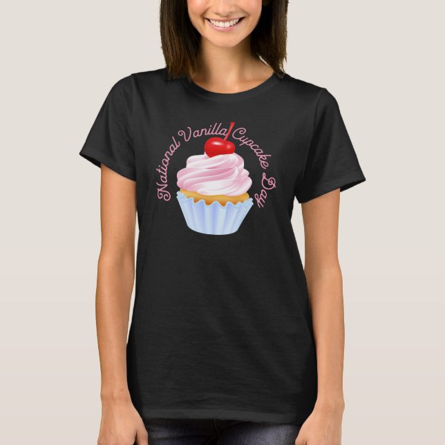 T-shirt Journée nationale de la vanille Cupcake, cerise su (Devant)