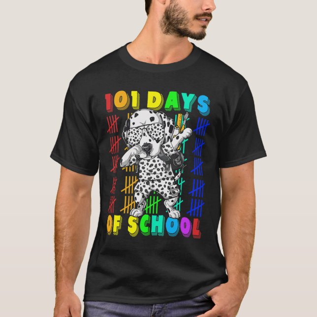 T-shirt Jours D'École Chien Dalmatien 100 Jours Enseigneme (Devant)