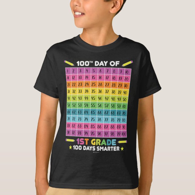 T-shirt Jours Smarter 100e Jour De L'École 1ère Année Étud (Devant)