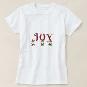 T-shirt JOY Christmas Elves tenant des Lettres