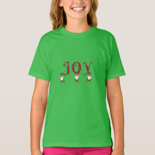 T-shirt JOY Christmas Elves tenant des Lettres
