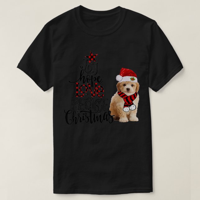 T-shirt Joy Hope Love Peace Christmas Cavapoochon 2020  (Design devant)