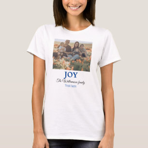 T-shirt Joy noël ajouter nom de famille photo cadeaux de v