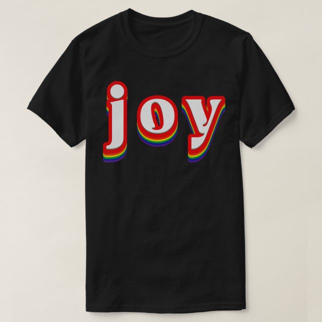 T-shirt Joy Retro Typographie Arc-en-ciel (Design devant)