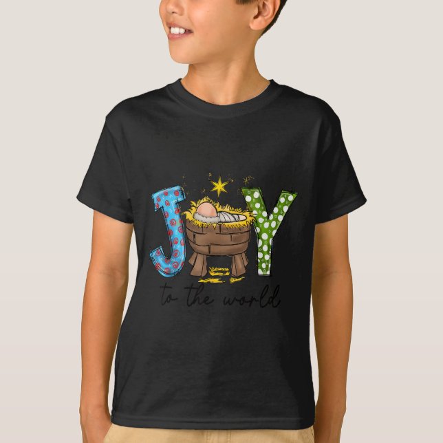 T-shirt Joy To The World Baby Jesus Christmas Nativity Sce (Devant)