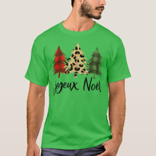 T-shirt Joyeu Noel Arbre de Noël Leopard Buffalo Plaid Ch