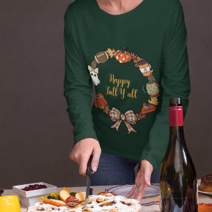 T-shirt Joyeuse Automne Y'all Wreath Long Sleeve Femme