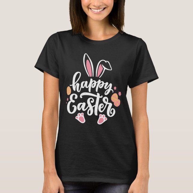T-shirt Joyeuse Chasse aux oeufs de lapin de Paw de Pâques (Devant)