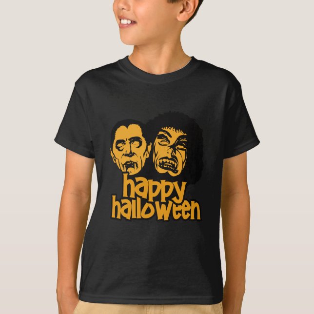 T-shirt Joyeuse chemise noire Halloween (Devant)