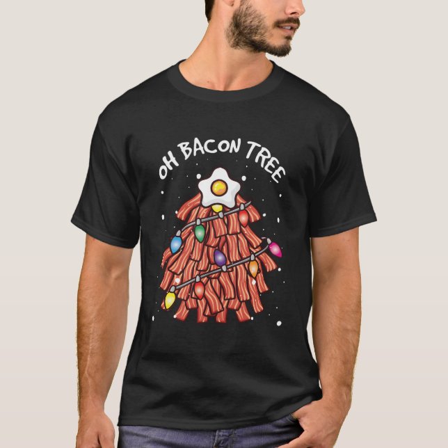 T-shirt Joyeuse Crise Oh Bacon Tree Bbq Vilain Noël S (Devant)