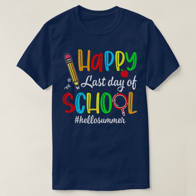 T-shirt Joyeuse Dernière Journée D'Enseignant Enfants Dipl (Design devant)