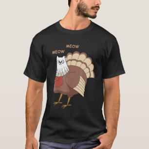 T-shirt Joyeuse fête d'Action de grâce Dinde Faux Chat Cha