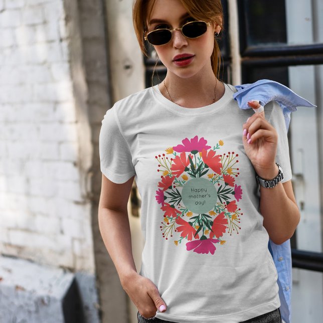 T-shirt Joyeuse fête de la mère fleurie (Créateur téléchargé)