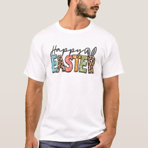 T-shirt Joyeuse fête de Pâques 2022 Empreinte de léopard