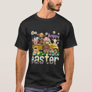 T-shirt Joyeuse fête de Pâques camion vintage avec animaux