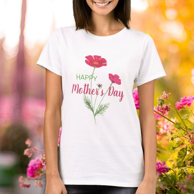 T-shirt Joyeuse Fête des Mères Aquarelle rose Floral (Créateur téléchargé)