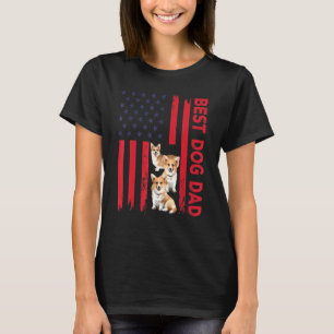 T-shirt Joyeuse Fête des Pères Corgi Drapeau Américain