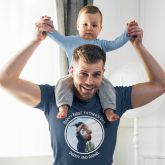 T-shirt Joyeuse Fête des Premiers Pères Photo & Texte Pers