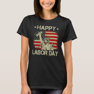 T-shirt Joyeuse Fête du Travail Drapeau américain Statue d