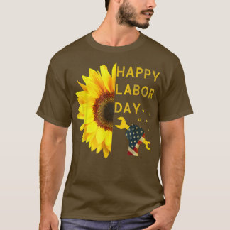 T-shirt Joyeuse Fête du Travail Tournesol Drapeau Américai