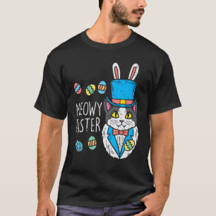 T-shirt Joyeuse journée de Pâques Chat Lapin Oreilles Œufs