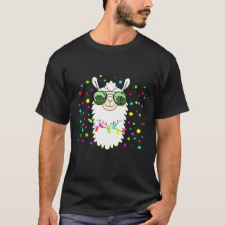 T-shirt Joyeuse Llama portant des lunettes de soleil Cool