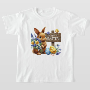 T-shirt Joyeuse Pâques mignonne lapin enfant unisexe