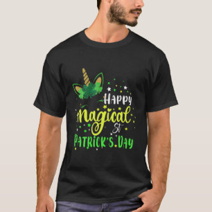 T-shirt Joyeuse Saint Patrick's Day Unicorn Face Girl K