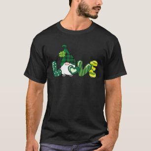 T-shirt Joyeuse St Patrick's Day Funny Green Plaid Gnome W