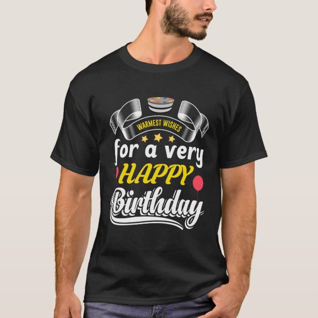T-shirt Joyeuse Typographie Anniversaire T Chemise (Devant)