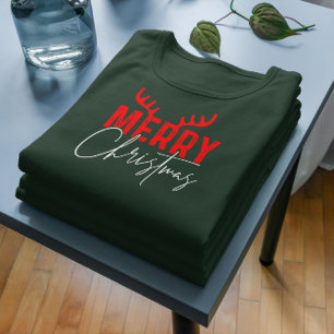 T-shirt Joyeuse typographie de Noël Antlers