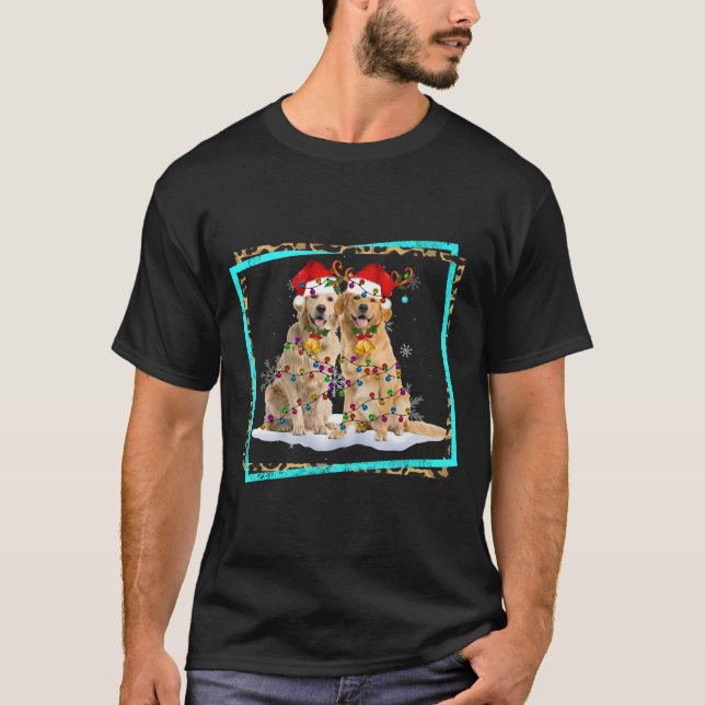 T-shirt Joyeuses Chemise de Fêtes, Golden Retriever Noël (Devant)