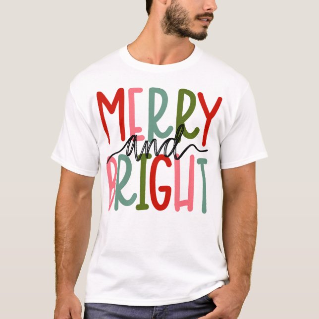 T-shirt Joyeuses et brillantes Filles de Noël Enfants Todd (Devant)