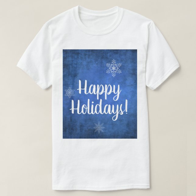 T-shirt Joyeuses fêtes de neige en bleu (Design devant)