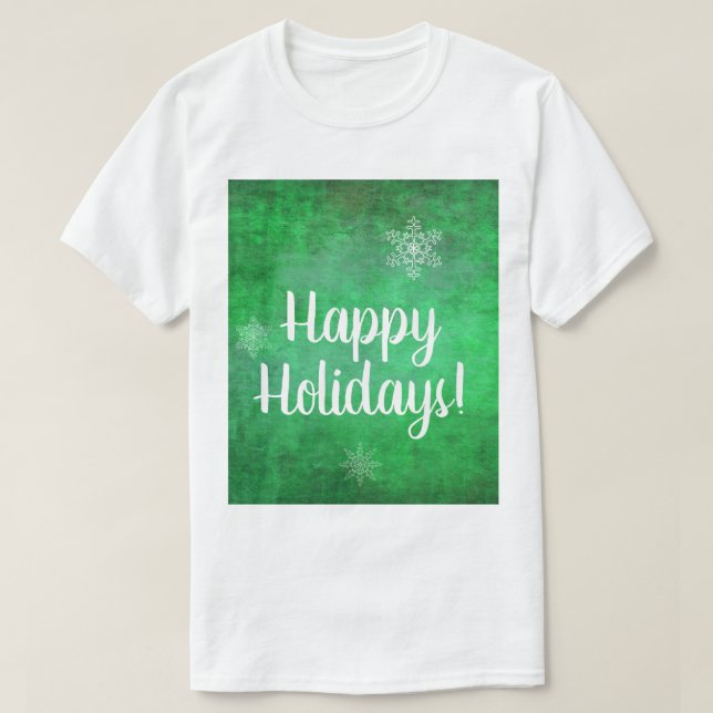 T-shirt Joyeuses fêtes de neige sur vert (Design devant)