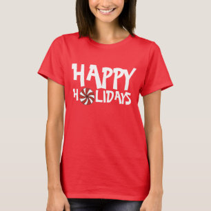 T-shirt Joyeuses fêtes Noël Sucre de canne de menthe rouge