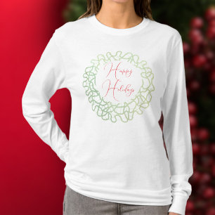 T-shirt Joyeuses fêtes ont vert blanc blanc simple minimal