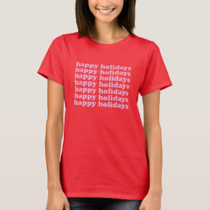 T-shirt Joyeuses fêtes Typographie rétro en rose
