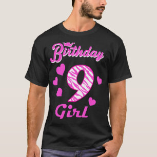 T-shirt Joyeuses Filles d'anniversaire 9e fête 9 ans Anniv