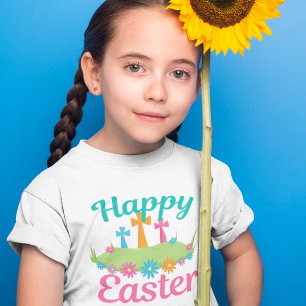 T-shirt Joyeuses Fleurs et Croix de Pâques