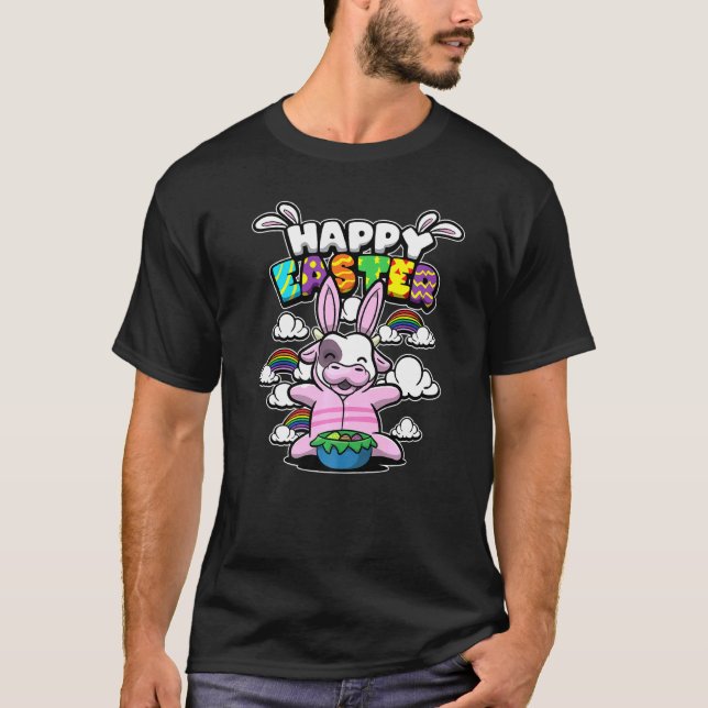 T-shirt Joyeuses Pâques Animaux de Pâques Vache déguisée (Devant)