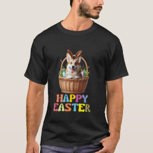 T-shirt Joyeuses Pâques Corgi Mignon Design De Panier Amus
