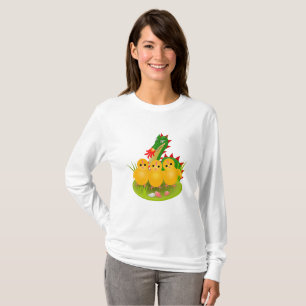 T-shirt Joyeuses Pâques de trois poussins et Dragon de Mon