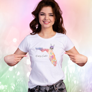 T-shirt Joyeuses Pâques Floride Œufs pastel et Lapin de l'