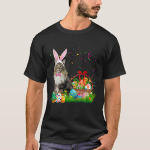 T-shirt Joyeuses Pâques Mignon Lapin Chat Œufs Panier Homm