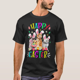 T-shirt Joyeuses Pâques Trois Chat Oreilles de Lapin Chat