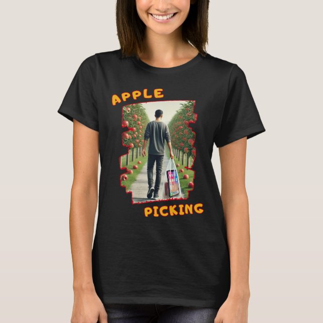T-shirt Joyeuses Pics, Plaisir des vergers, Pomme intellig (Devant)